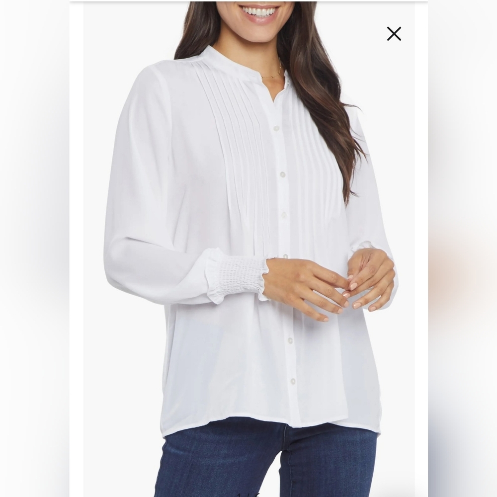 New With Tag NYDJ Pleated Peasant Blouse Women's Size M